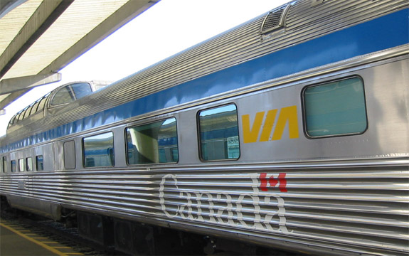 Canadian train with panoramic view